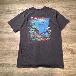 Anvil Diversity T-Shirt Mens Large Navy Blue Ocean Graphic Vintage 90s Tee